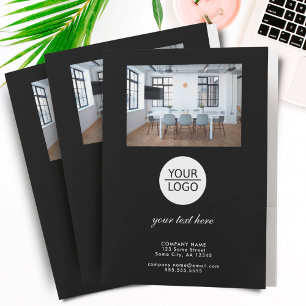 Add your Logo Custom Text Black Promotion Photo Pocket Folder