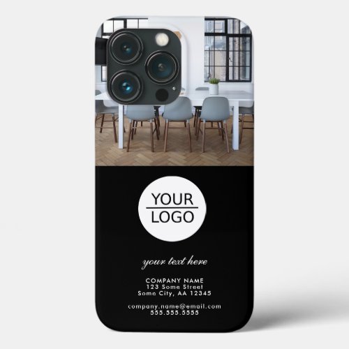 Add your Logo Custom Text Company Photo Black iPhone 13 Pro Case