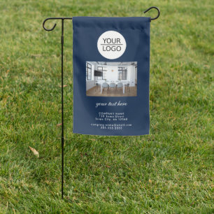 Add your Logo Custom Text Company Photo Blue Garden Flag