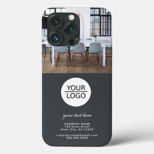 Add your Logo Custom Text Company Photo Grey  iPhone 13 Pro Case