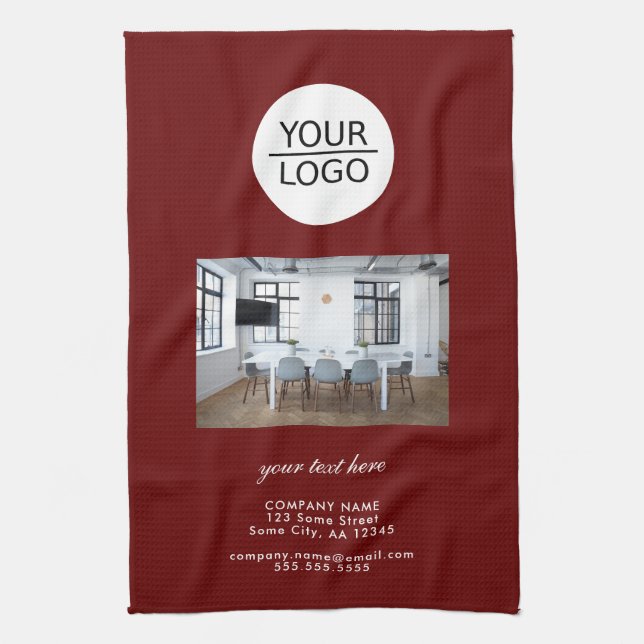 Add your Logo Custom Text Company Photo Grey Kitchen Towel (Vertical)