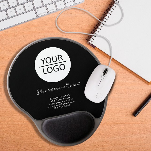Add your Logo Custom Text Company Promotion Black Gel Mouse Pad (Creator Uploaded)