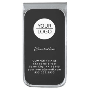 Add your Logo Custom Text Company Promotion Black Silver Finish Money Clip