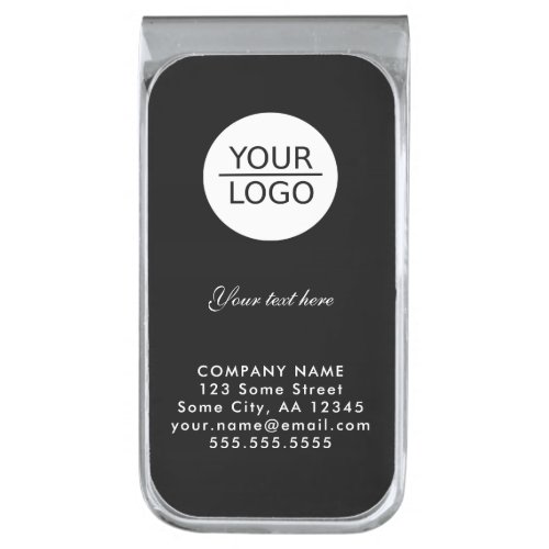 Add your Logo Custom Text Company Promotion Black Silver Finish Money Clip
