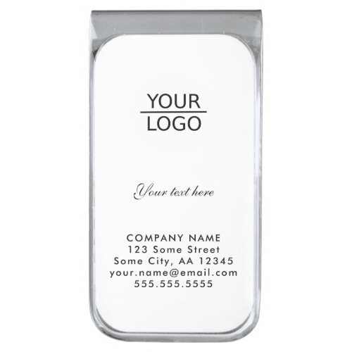 Add your Logo Custom Text Company Promotional Silver Finish Money Clip