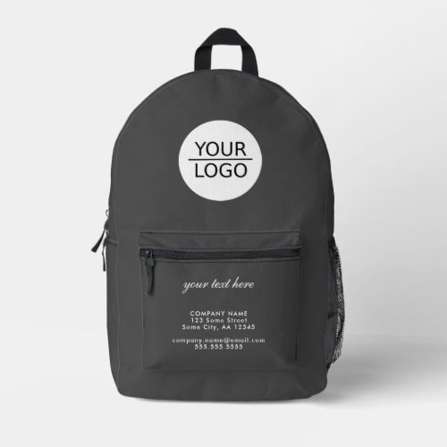 Add your Logo Custom Text Grey Company  Printed Backpack