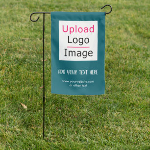 Add Your Logo & Custom Text Modern Business Green Garden Flag