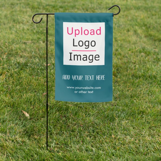 Add Your Logo & Custom Text Modern Business Green  Garden Flag (In SItu)