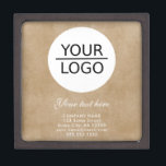 Add your Logo Custom Text Old Paper Promotion Gift Box<br><div class="desc">Add your Logo Custom Text Old Paper Promotion Gift Box. Beige old paper background and white text. Insert your logo into the template and customize the text,  company name,  address and contact information. Business promotional or giveaway for your clients and business partners.</div>