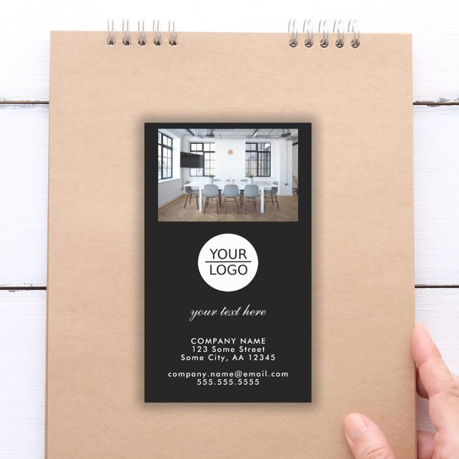 Add your Logo Custom Text Photo Promotion Black Rectangular Sticker (Creator Uploaded)