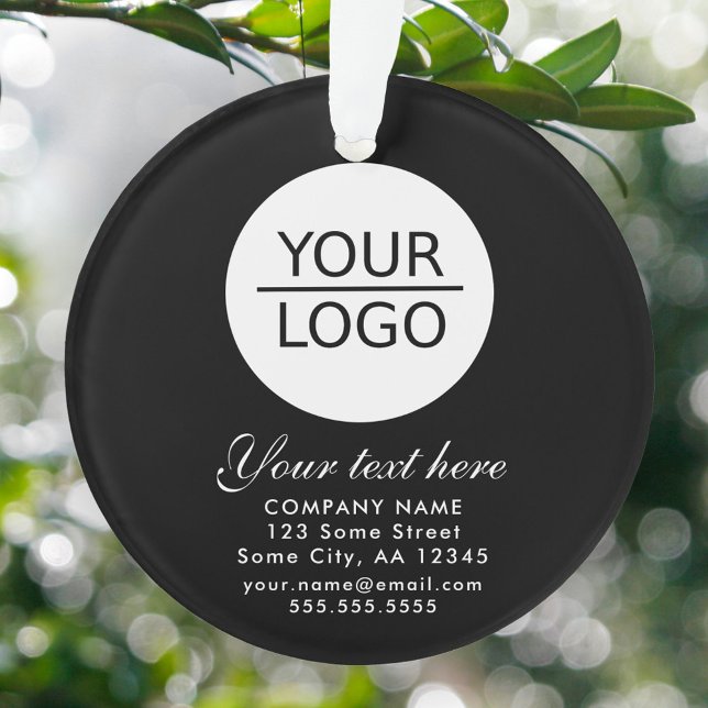 Add your Logo Custom Text Promotion Black Ornament (Creator Uploaded)