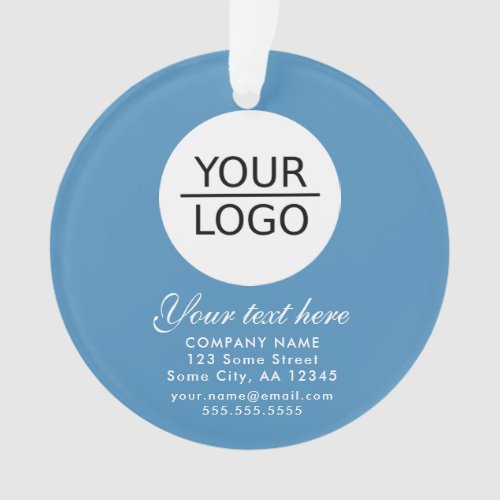 Add your Logo Custom Text Promotion Blue Ornament