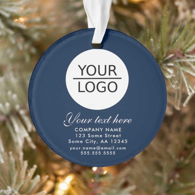 Add your Logo Custom Text Promotion Blue Ornament (Tree)