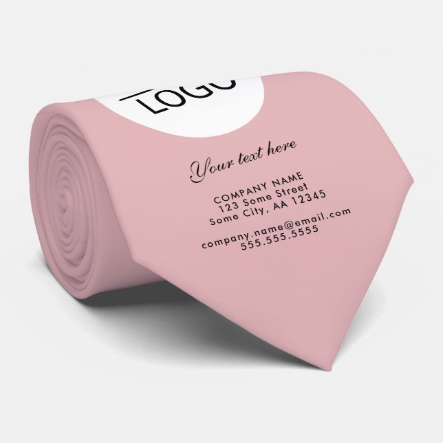 Add your Logo Custom Text Promotion Blush Pink Neck Tie (Rolled)