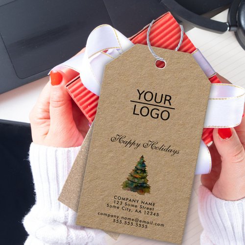 Add your Logo Custom Text Promotion Christmas Tree Gift Tags