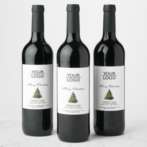 Add your Logo Custom Text Promotion Christmas Tree Wine Label