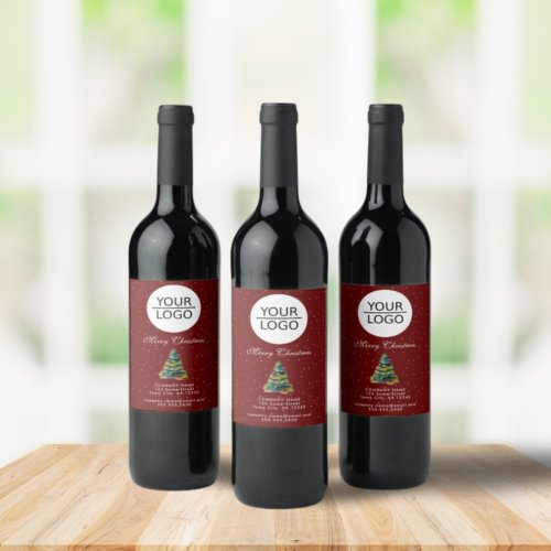 Add your Logo Custom Text Promotion Christmas Tree Wine Label