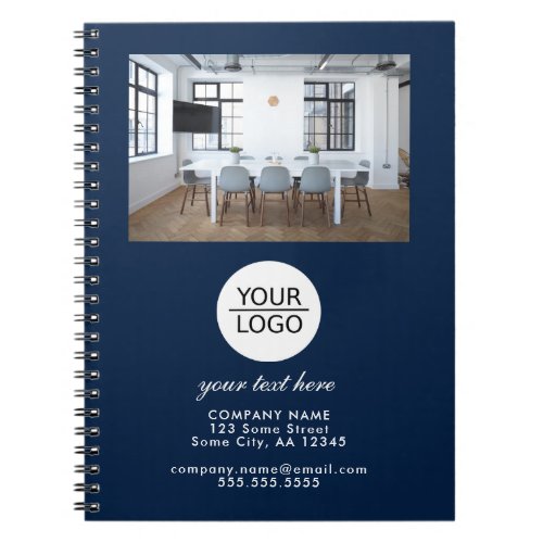 Add your Logo Custom Text Promotion Photo Blue Notebook