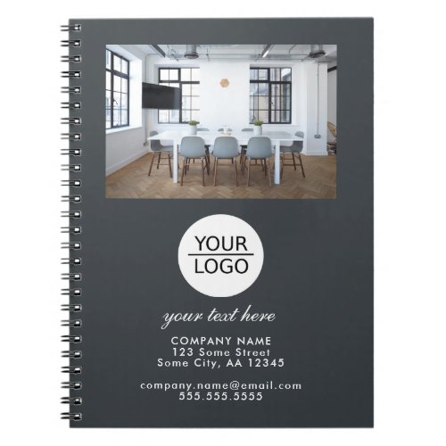Add your Logo Custom Text Promotion Photo Gray Notebook