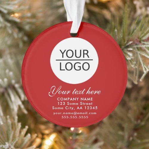 Add your Logo Custom Text Promotion Red Ornament