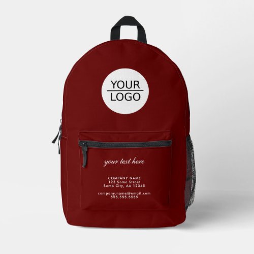 Add your Logo Custom Text Red Company  Printed Backpack