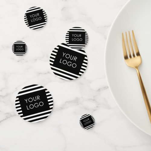 Add Your Logo Customizable Business Black Stripe   Confetti