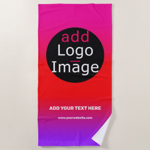 Add Your Logo Customizable Business Magenta Beach Towel