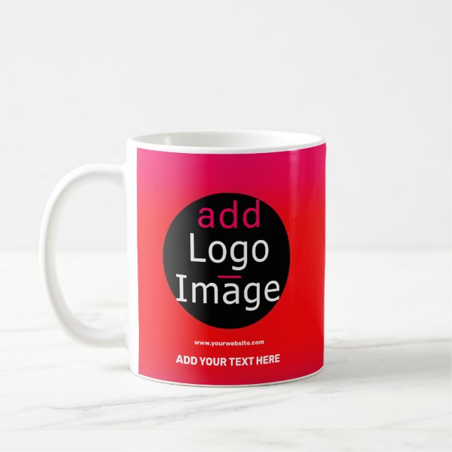 Add Your Logo Customizable Business Magenta  Coffee Mug (Left)