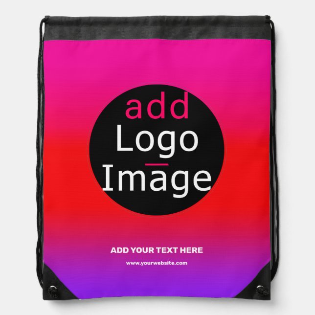 Add Your Logo Customizable Business Magenta  Drawstring Bag (Front)
