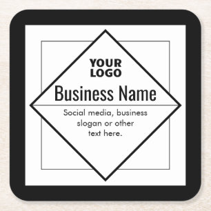 Add Your Logo Customizable Template Square Paper Coaster