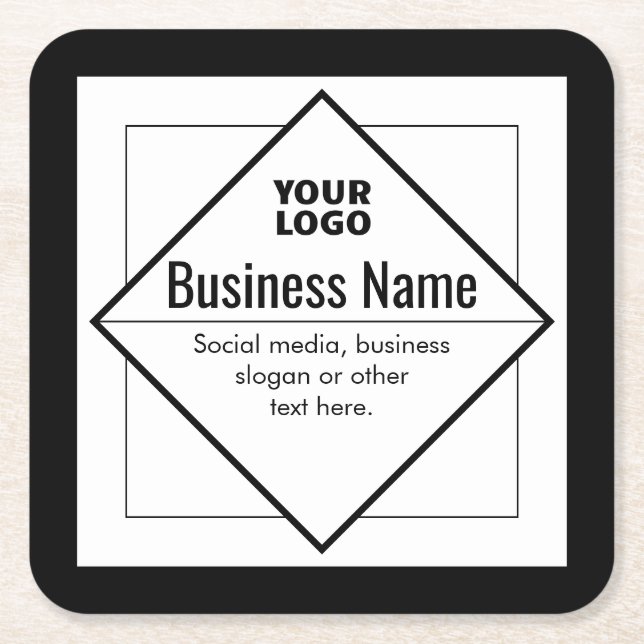 Add Your Logo Customizable Template Square Paper Coaster (Front)
