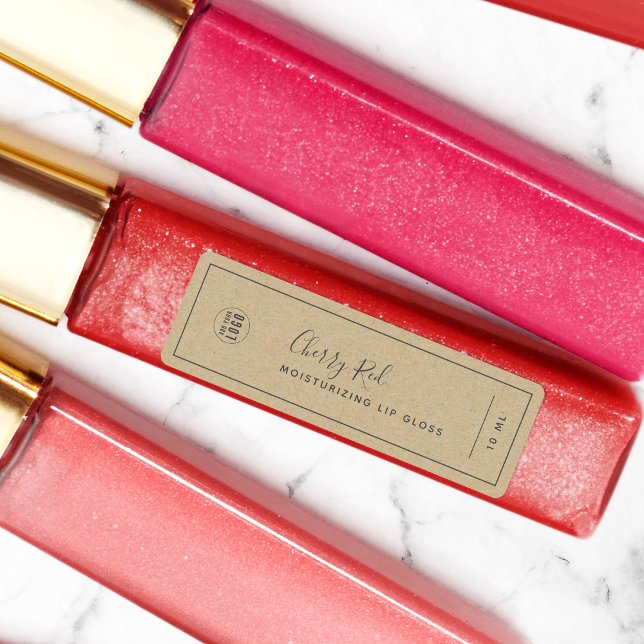 Add Your Logo Dark Gray Border Kraft Product Labels (Creator Uploaded)