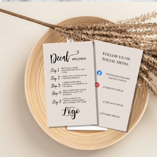 Add Your Logo – Decal Application Care Cards 