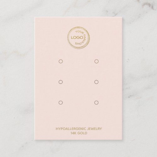 Add Your Logo Earring Display 3 Pairs blush Business Card