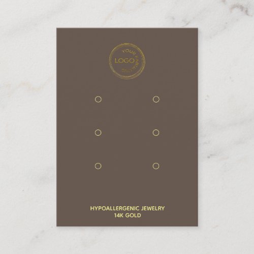 Add Your Logo Earring Display 3 Pairs Brown Business Card