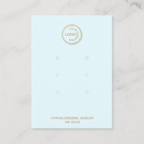 Add Your Logo Earring Display 3 Pairs Light blue Business Card