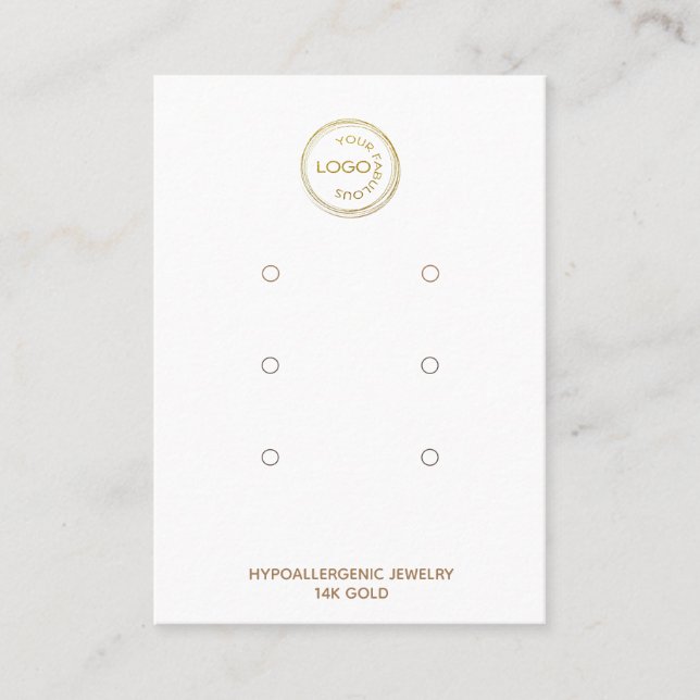 Add Your Logo Earring Display 3 Pairs white Business Card (Front)