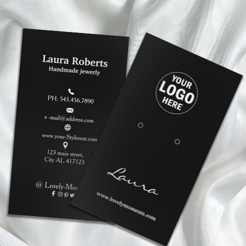 Add Your Logo Earring Display Black White Business Card