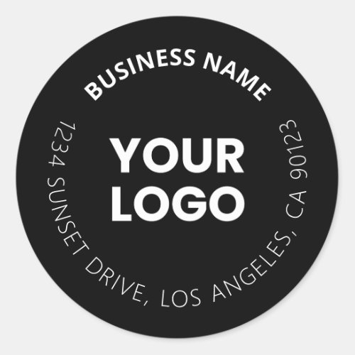 Add Your Logo  Editable Circular Text Black White Classic Round Sticker