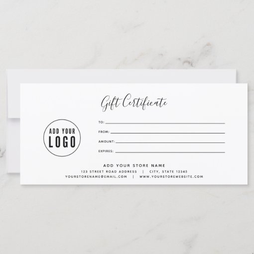 Add Your Logo Editable Color Gift Certificate | Zazzle