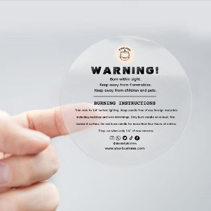 Add your Logo Elegant Black Candle safety clear Classic Round Sticker