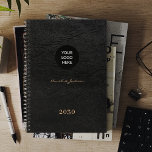 Add your logo elegant black leather 2026 planner<br><div class="desc">Stylish luxury looking custom logo personalized office or school work business or personal planner.                Suitable for small business,  home office,  corporate or independent business professionals,  school,  personal branding,  portfolios or stylists,  managers,  teachers,  students.</div>