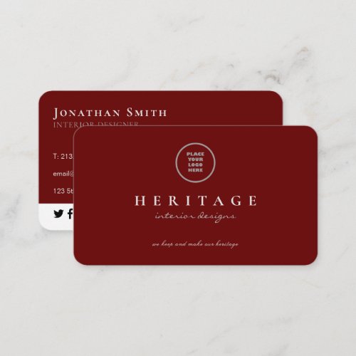 Add Your Logo Elegant Luxury Plain Dark Red Business Card