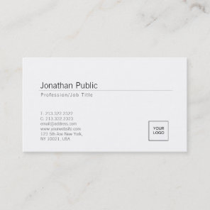 Add Your Logo Elegant White Minimal Design Trendy Business Card