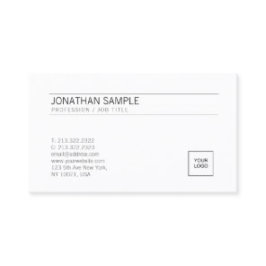 Add Your Logo Elegant White Simple Professional Business Card