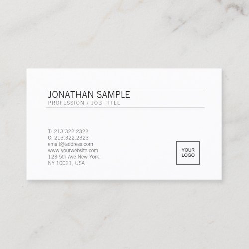 Add Your Logo Elegant White Simple Professional Business Card