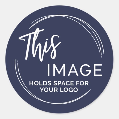 Add Your Logo for Business Promo Dark Navy Blue Classic Round Sticker