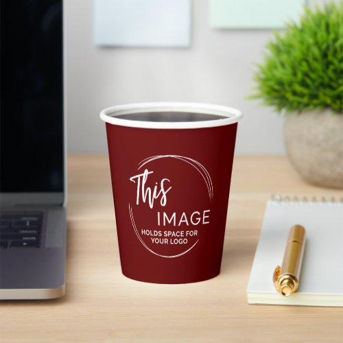 Add Your Logo for Business Promo on Burgundy Paper Cups