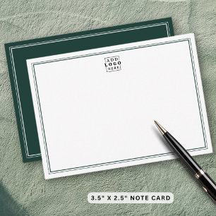 Add Your Logo Forest Green Double Border Business Note Card