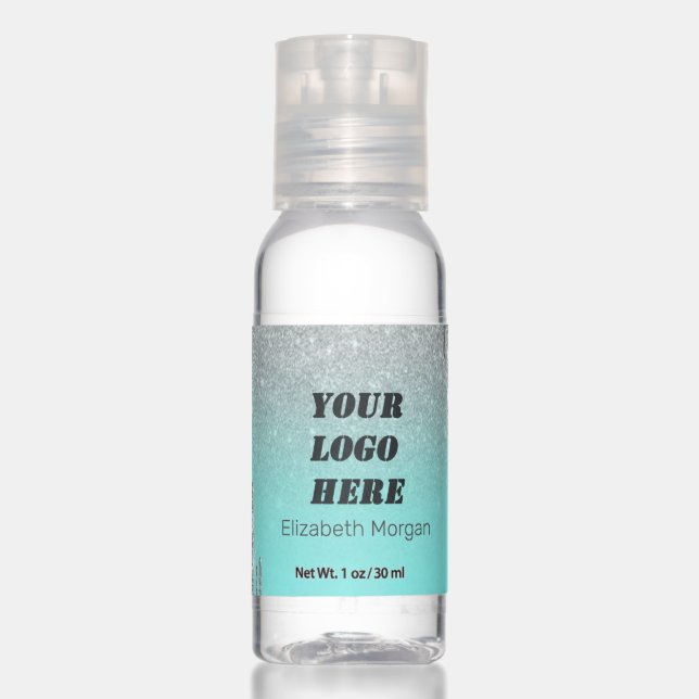 Add Your Logo, Glitter Drips Bokeh Ombre Hand Sanitizer (Front)